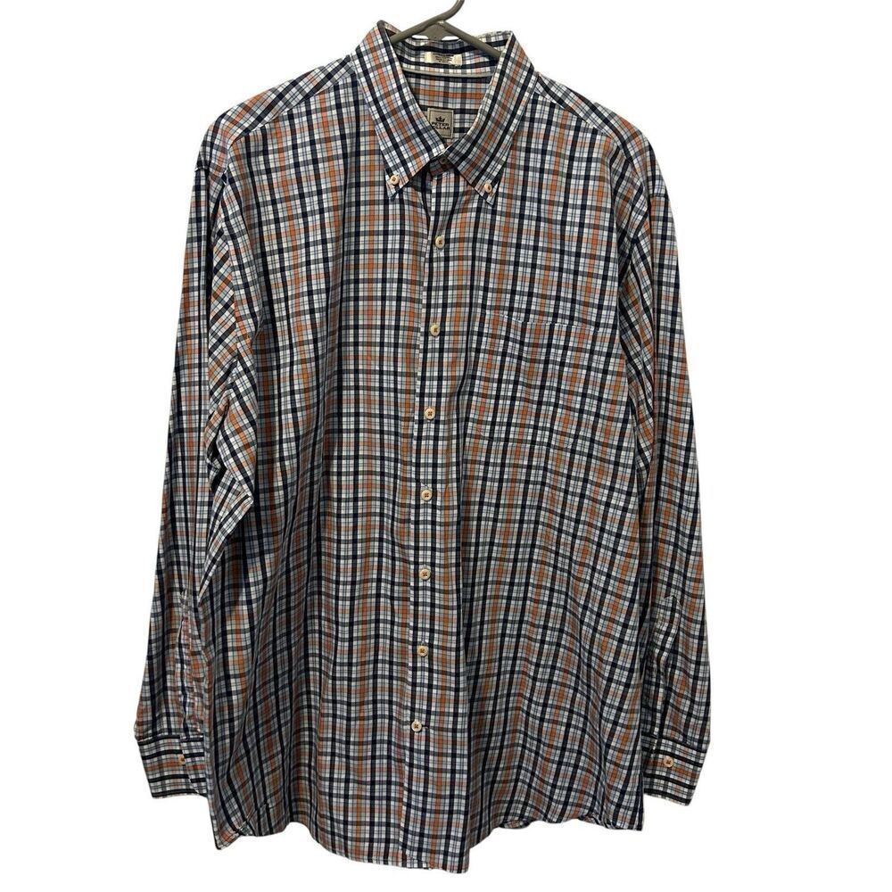 Peter Millar Shirt Mens XL Blue Plaid Button Down Dress Shirt Preppy Classic